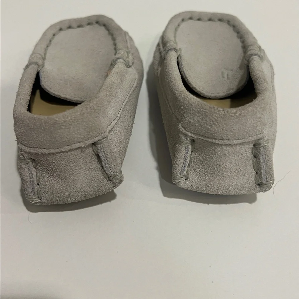 Janie and Jack Light Gray Suede Moccasins